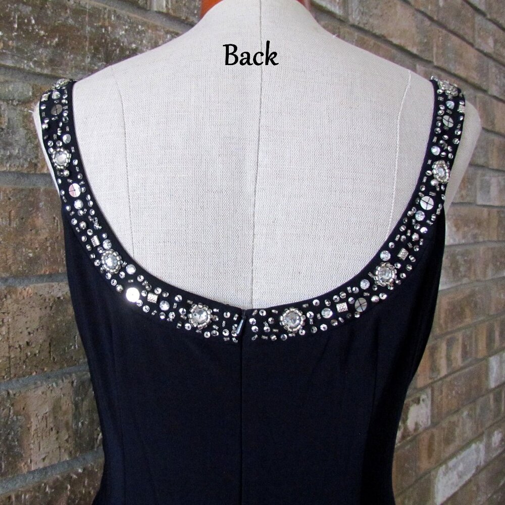 NAVY BLUE FORMAL MAXI, 12, ALEX EVENINGS, BLING STRAPS, FLARED GALA BALL GOWN - Picture 5 of 6